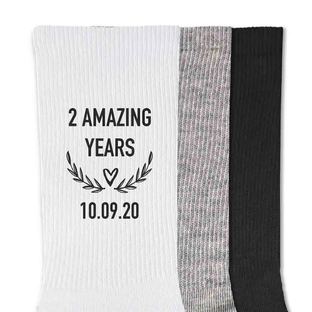 2nd Anniversary Dress Socks for Men - 2 Amazing Years