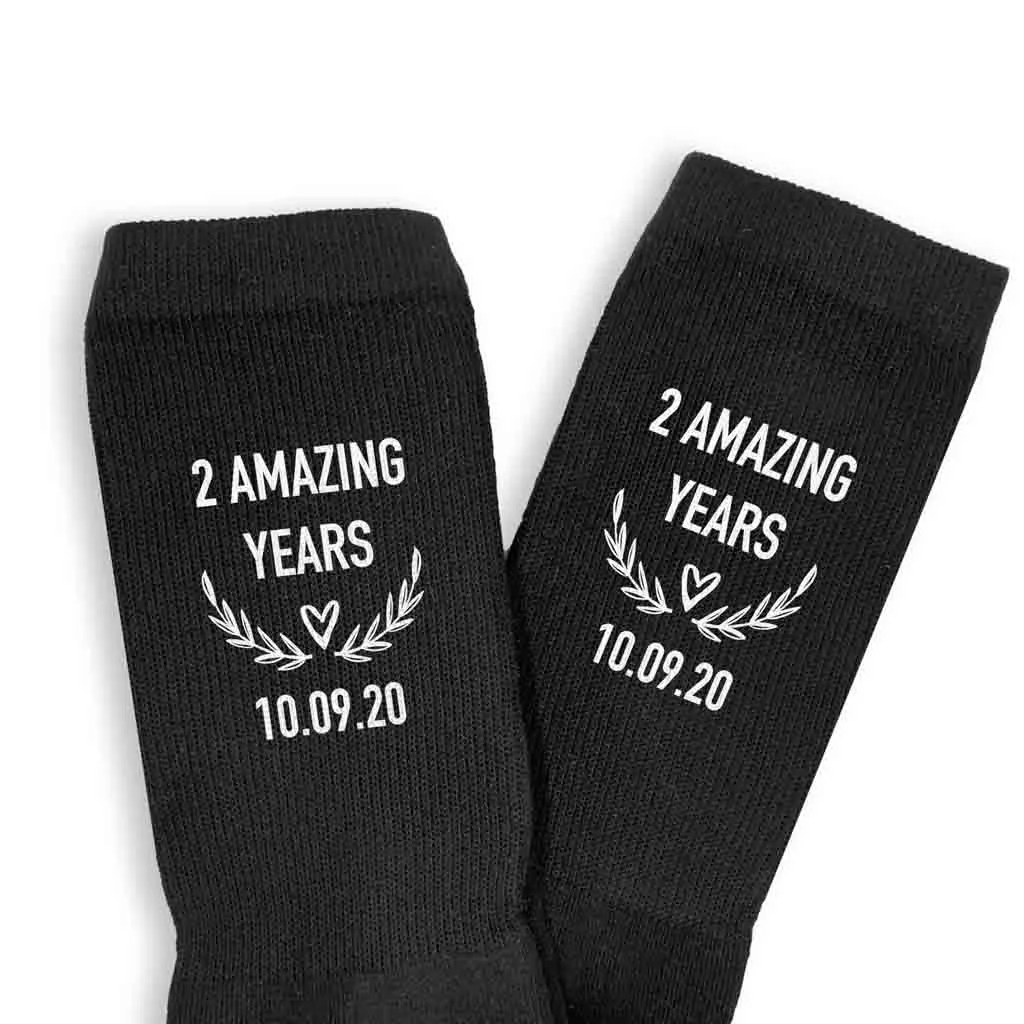 2nd Anniversary Dress Socks for Men - 2 Amazing Years