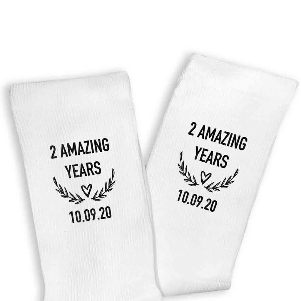 2nd Anniversary Dress Socks for Men - 2 Amazing Years