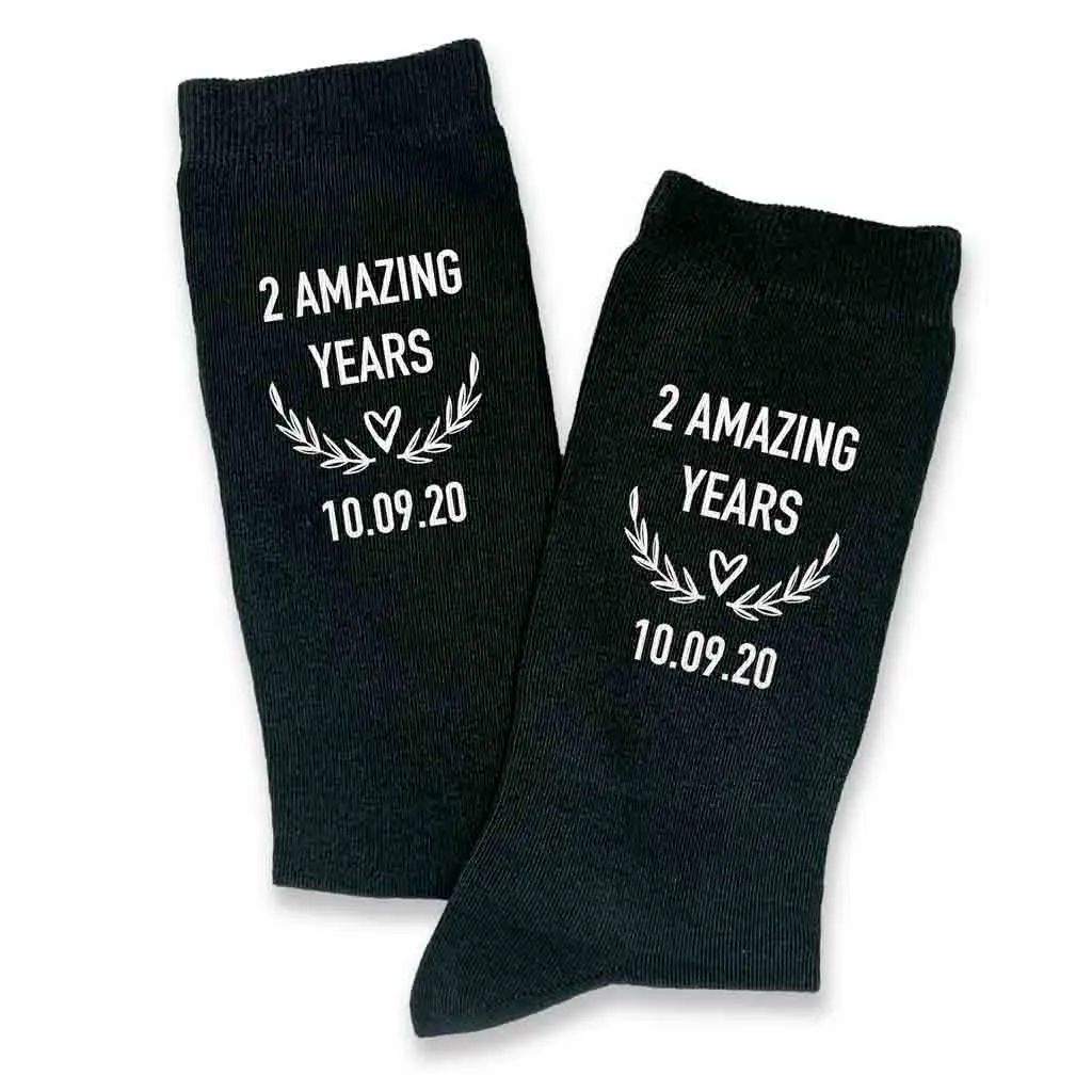 2nd Anniversary Dress Socks for Men - 2 Amazing Years