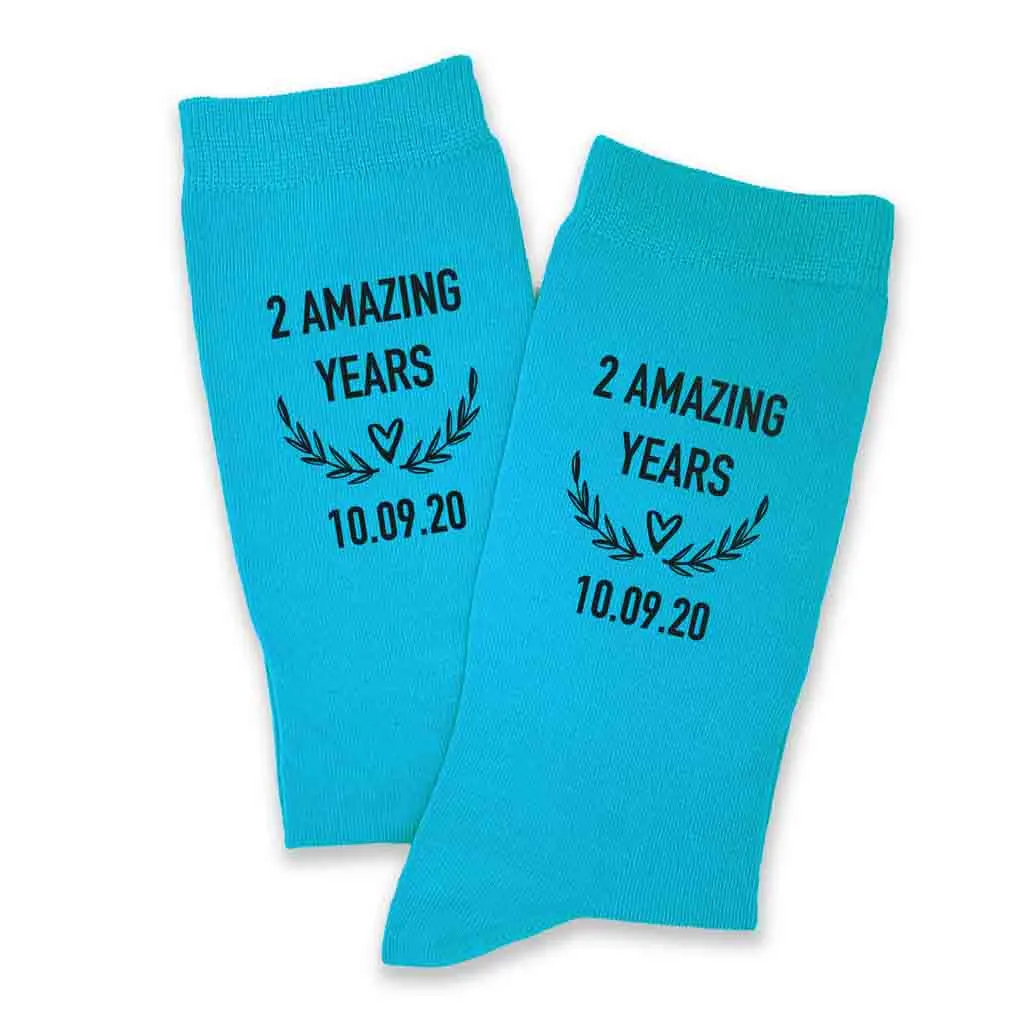 2nd Anniversary Dress Socks for Men - 2 Amazing Years