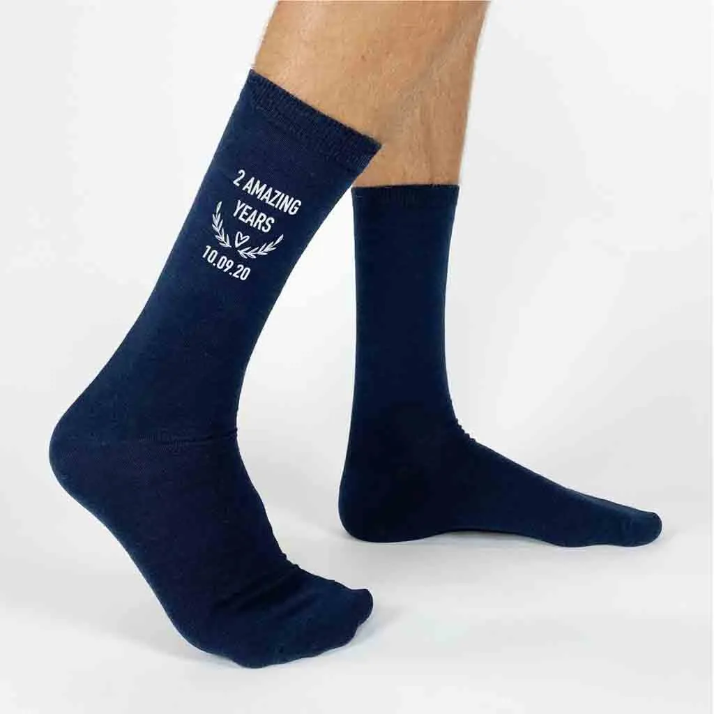 2nd Anniversary Dress Socks for Men - 2 Amazing Years