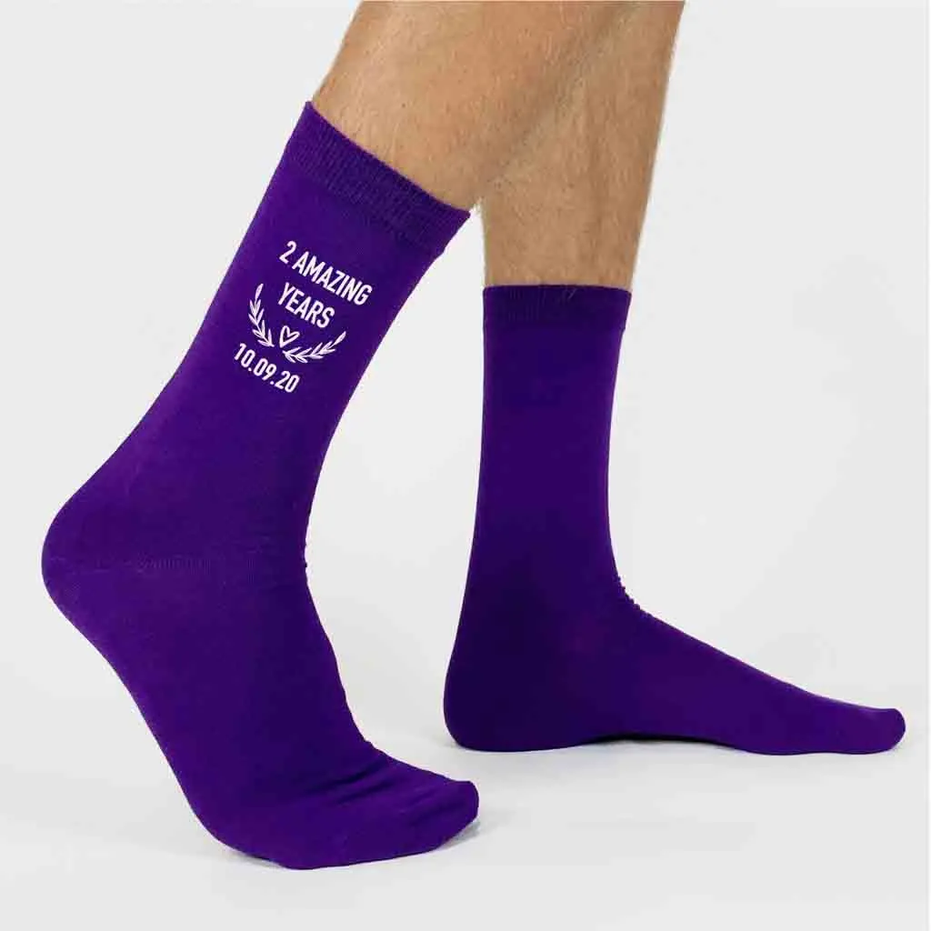 2nd Anniversary Dress Socks for Men - 2 Amazing Years