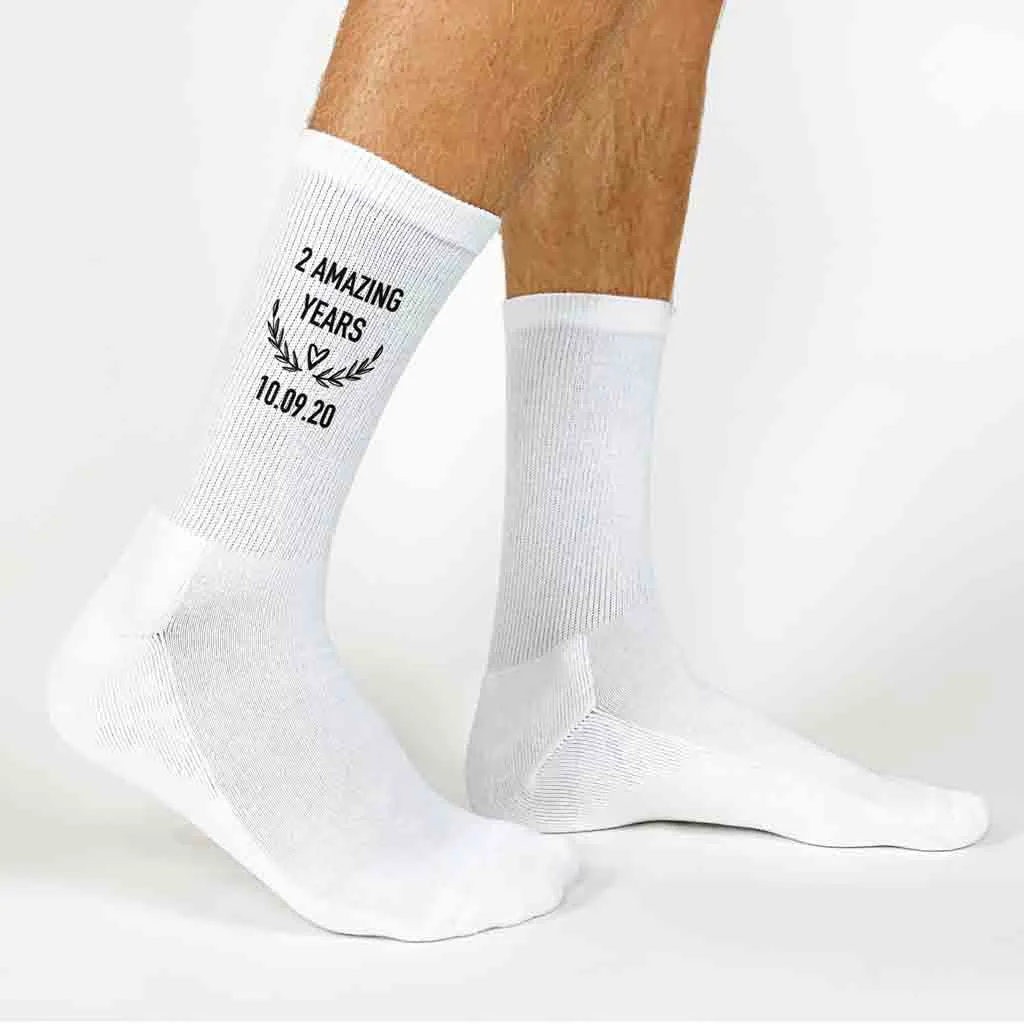 2nd Anniversary Dress Socks for Men - 2 Amazing Years