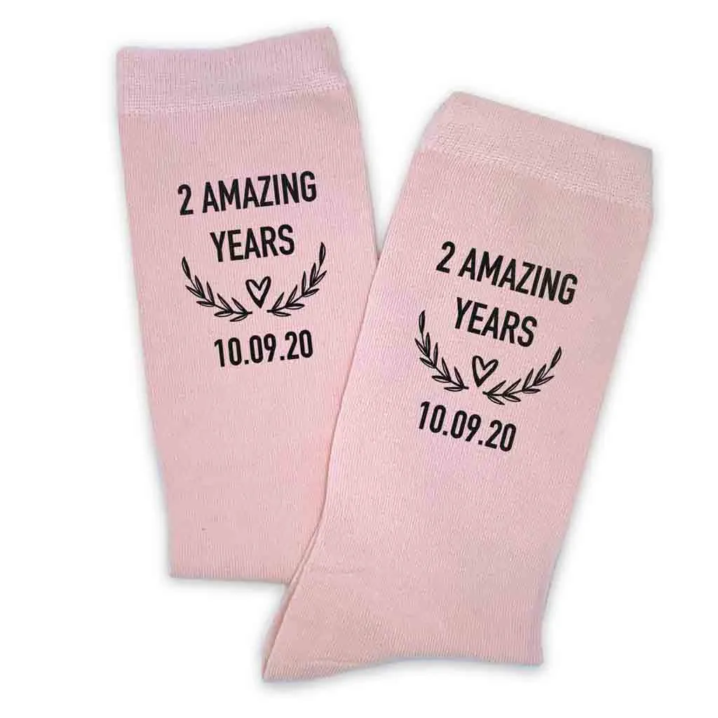 2nd Anniversary Dress Socks for Men - 2 Amazing Years