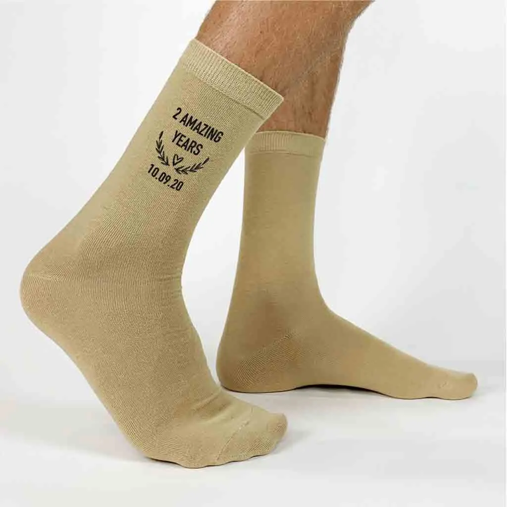 2nd Anniversary Dress Socks for Men - 2 Amazing Years