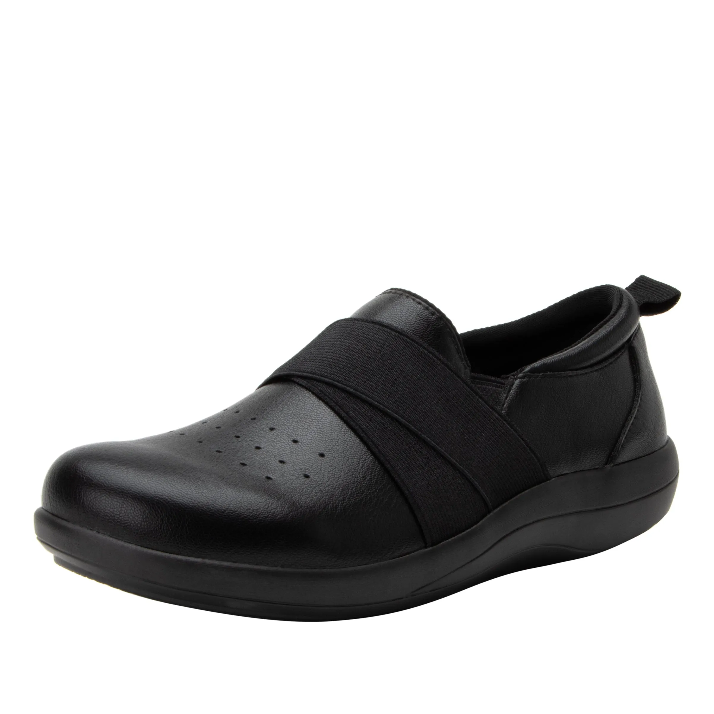 Alegria Womens Savvie Smooth Slip On Shoes- Black