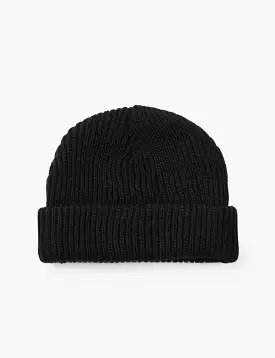 Article. Fisherman Rib Beanie Hat - Black