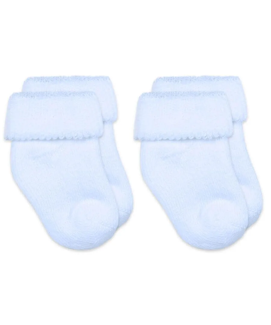 Baby Blue Terry Turn Cuff Bootie Socks