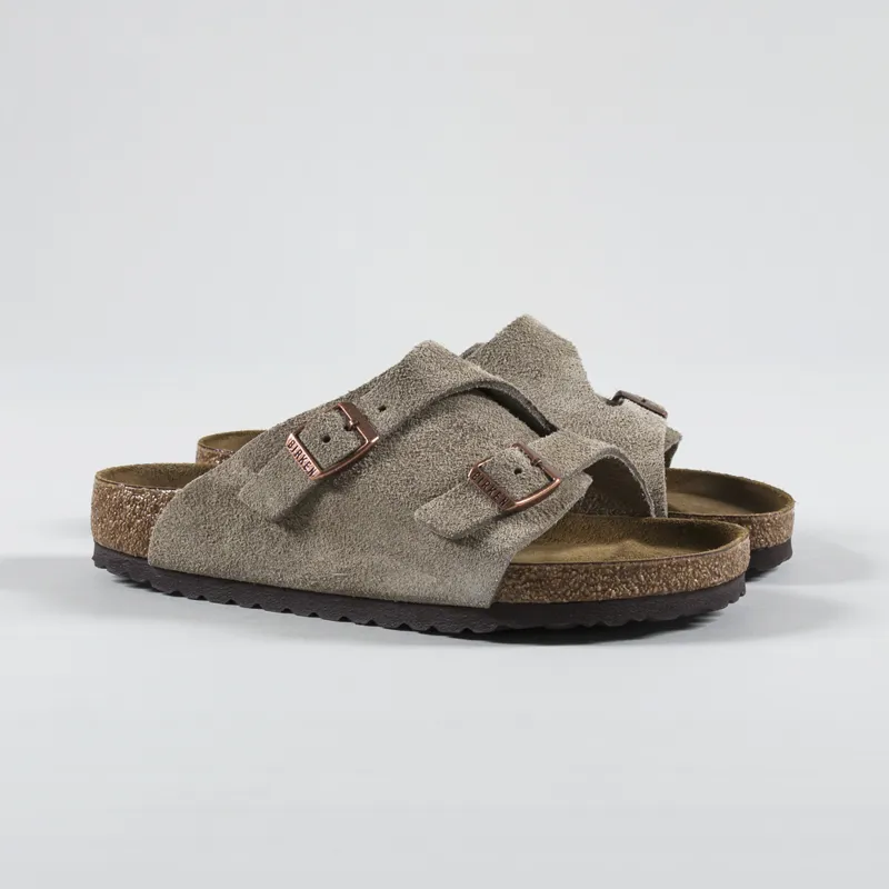 Birkenstock Womens Zurich Suede Leather Sandals Taupe