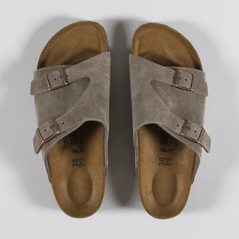 Birkenstock Womens Zurich Suede Leather Sandals Taupe