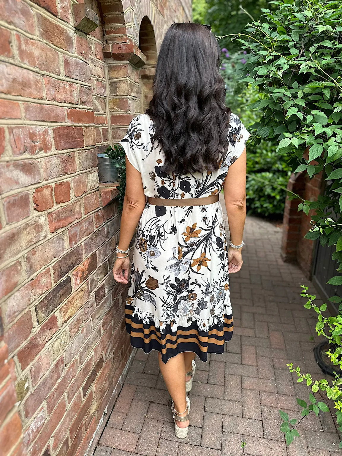 Black Floral Tie Dress Selene