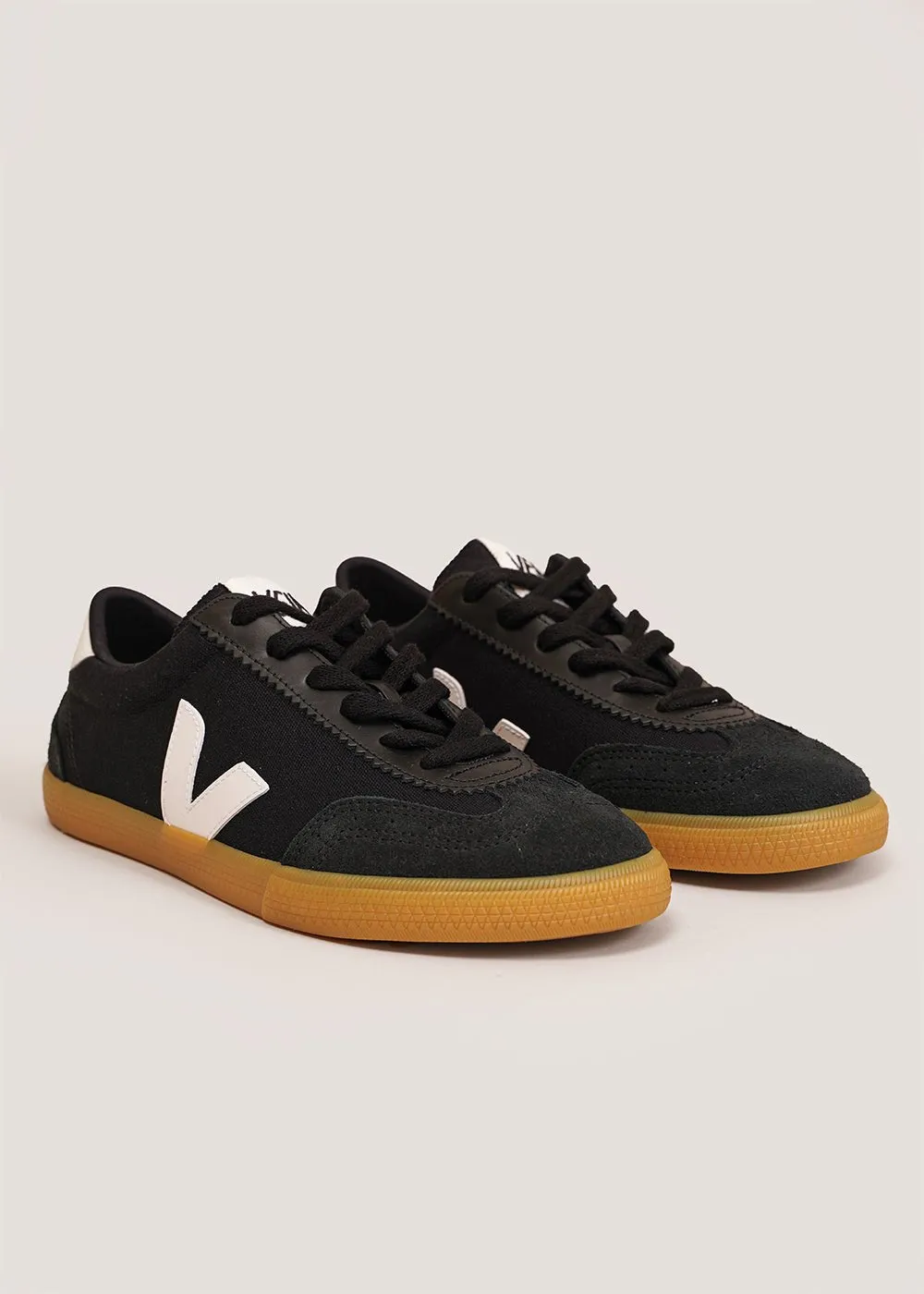 Black White Natural Volley Canvas Sneakers