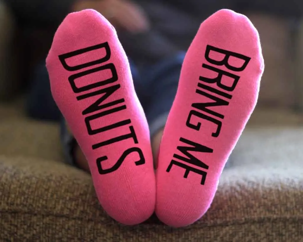 Bring Me Donuts - No Show Socks Words on the Sole