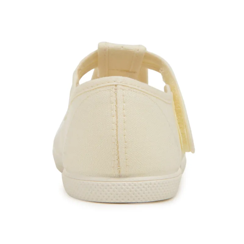 Canvas T-Band Sneakers in Ivory