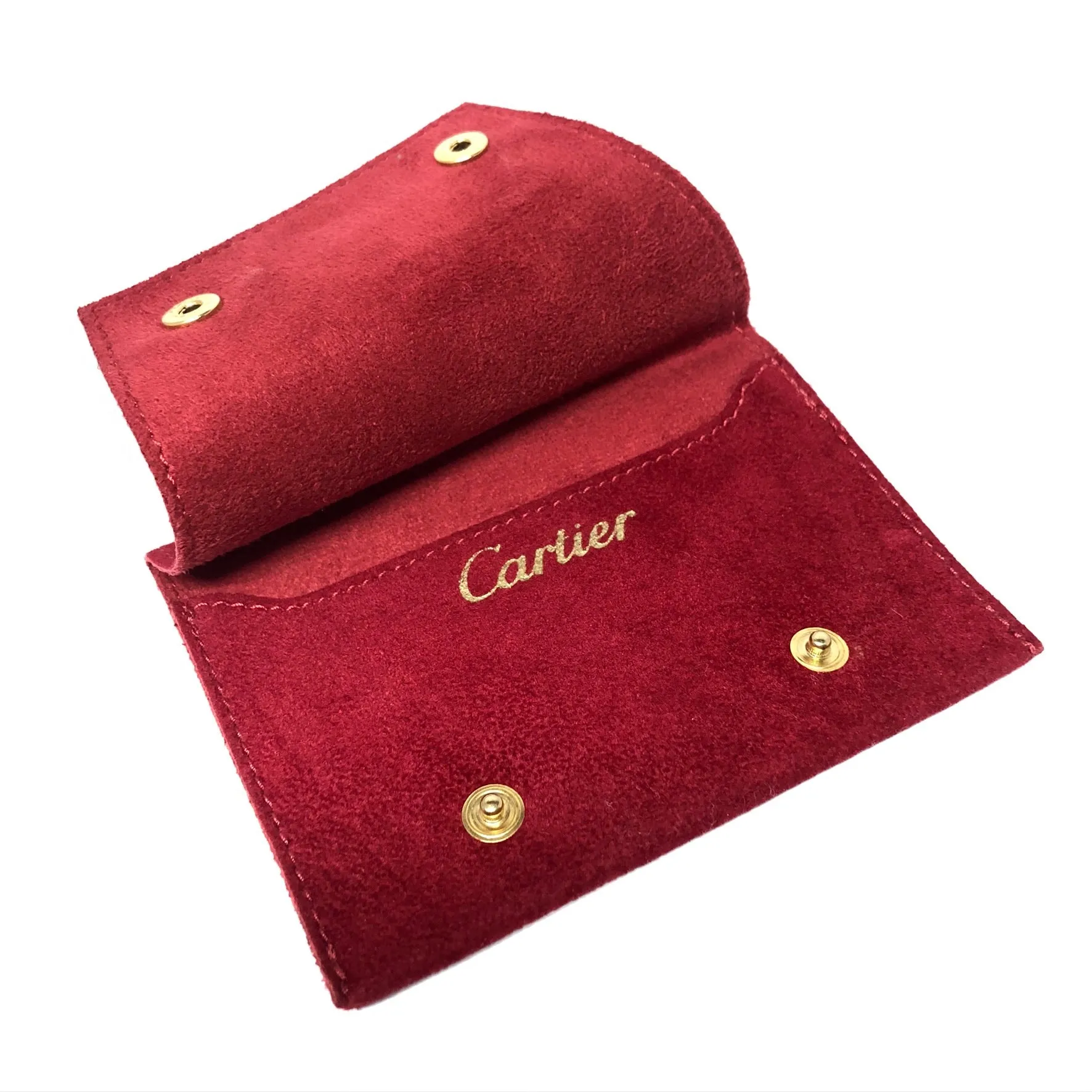 CARTIER POUCH 3x4.25” Red Faux Suede