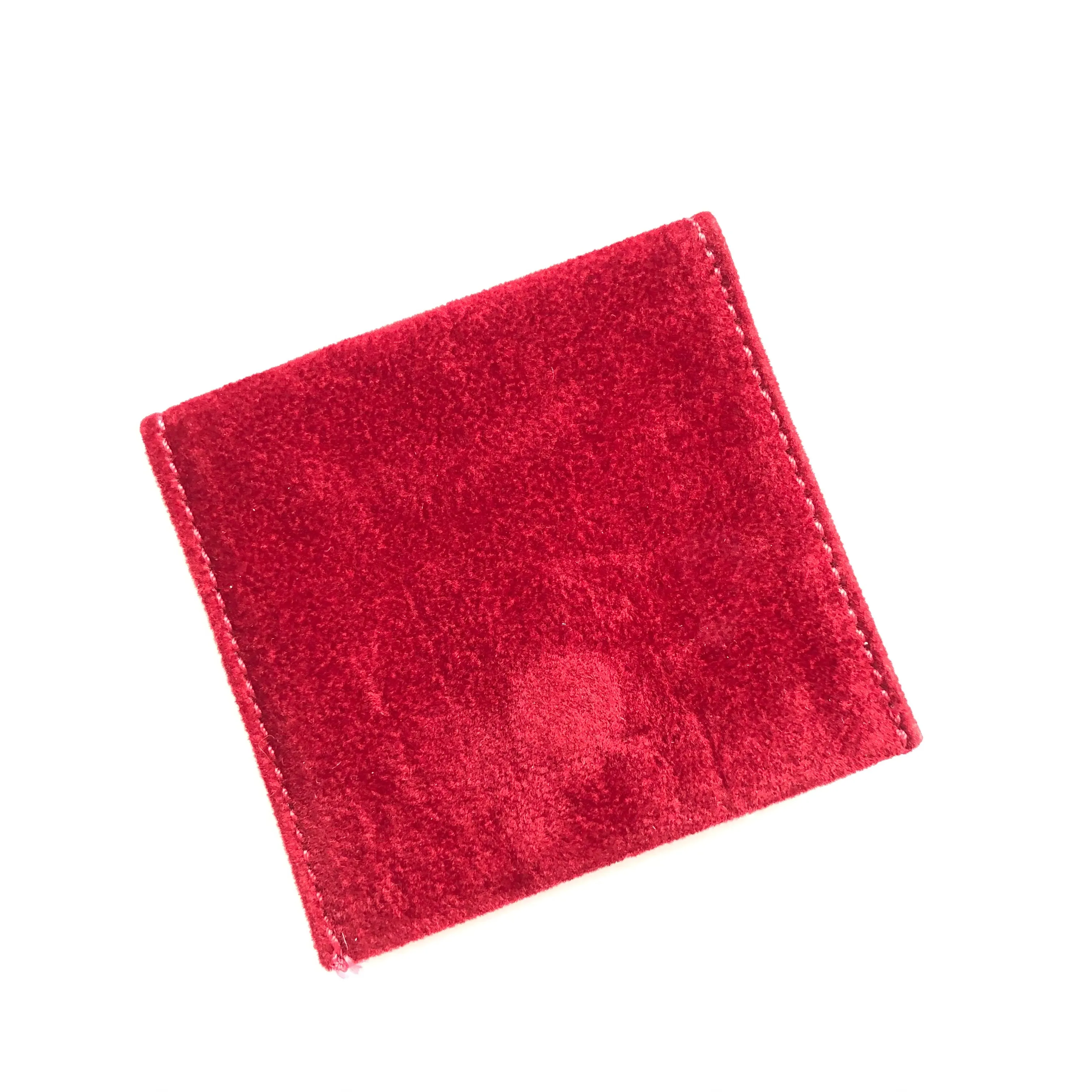 CARTIER Red Faux Suede Jewelry Pouch 2.5x2.25 inches