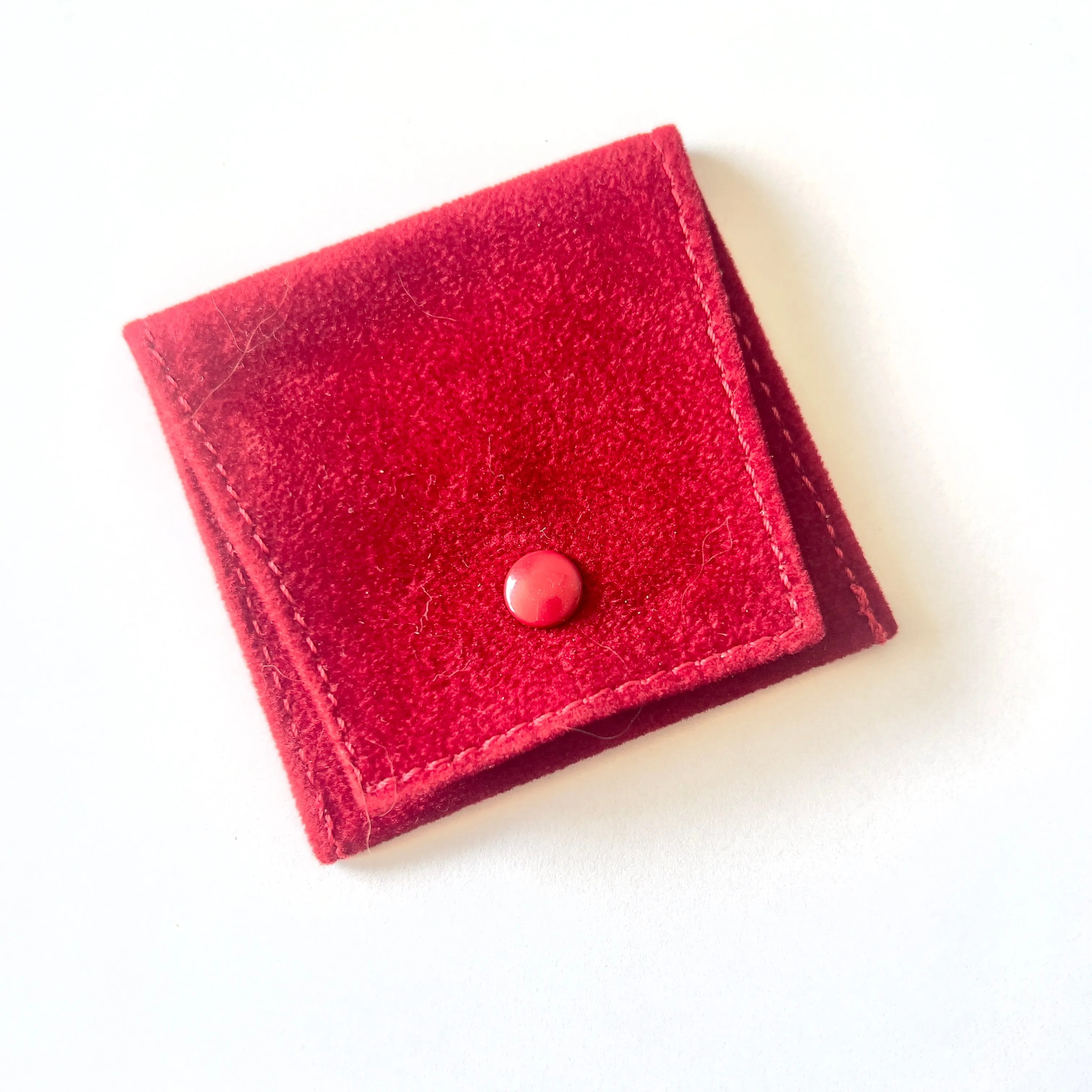 CARTIER Red Faux Suede Jewelry Pouch 2.75x2.5 inches