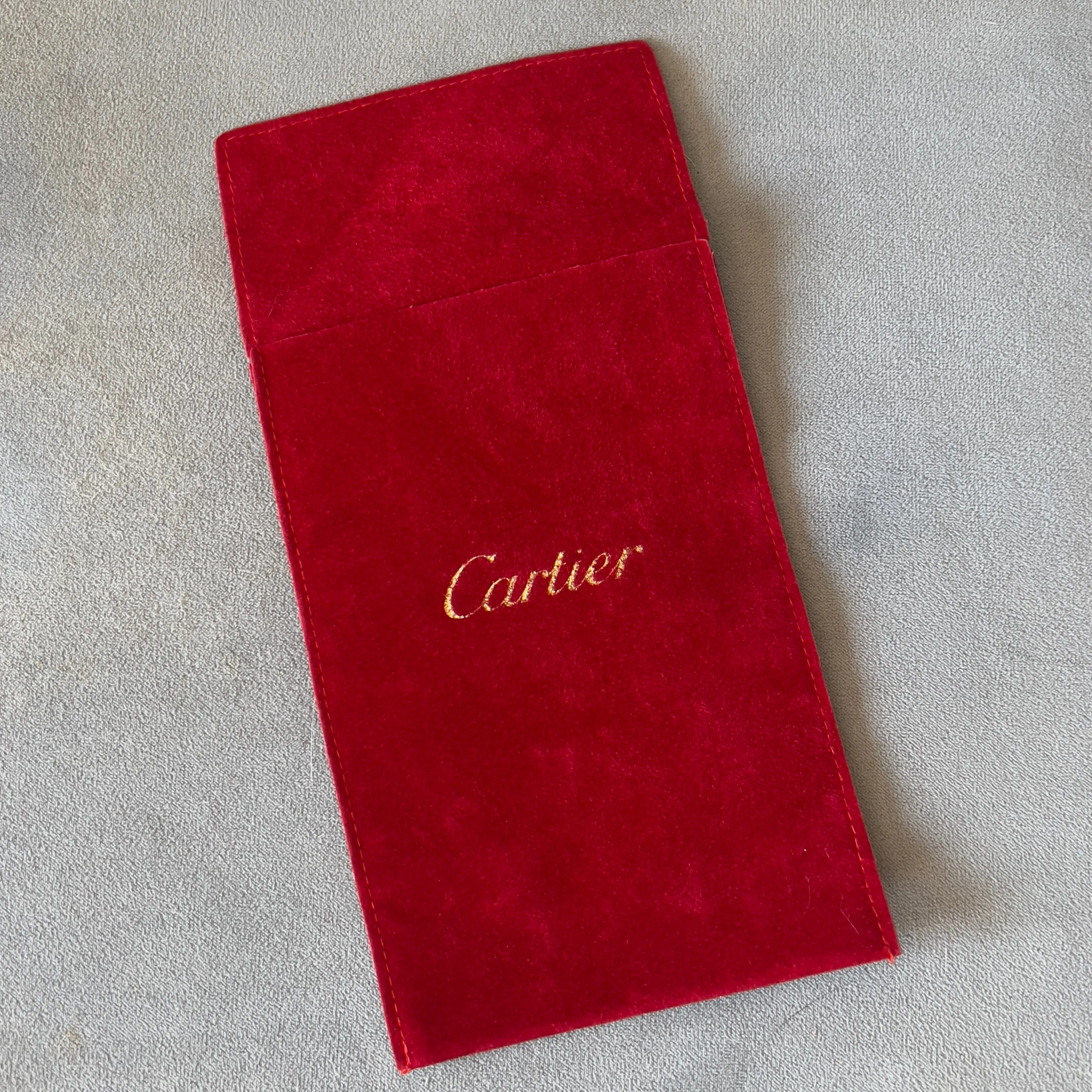 CARTIER Red Faux Suede Jewelry Pouch 7x4.75 inches