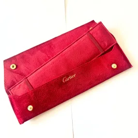 CARTIER Red Faux Suede Pouch 8.5x2.25x0.25 inches