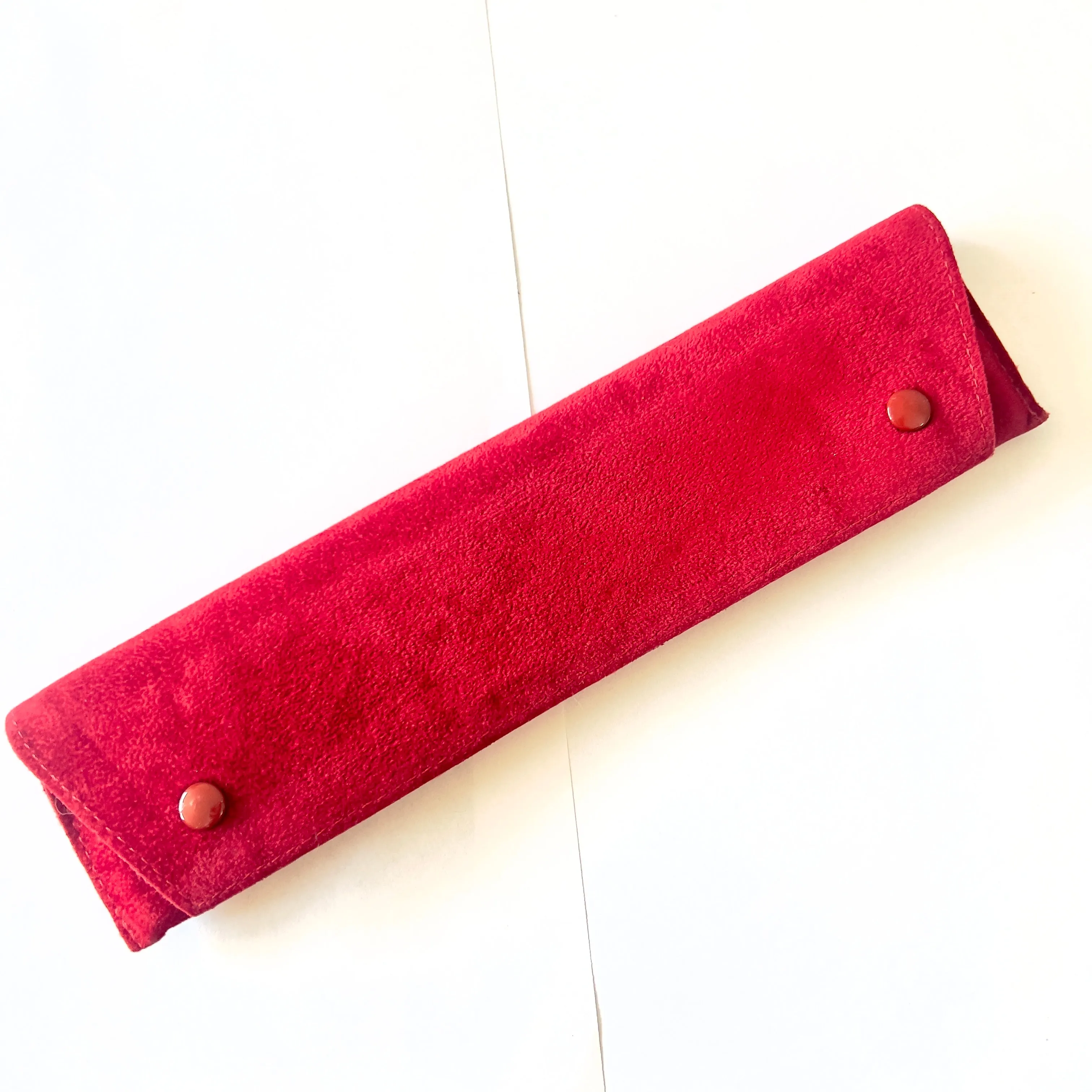 CARTIER Red Faux Suede Pouch 8.5x2.25x0.25 inches