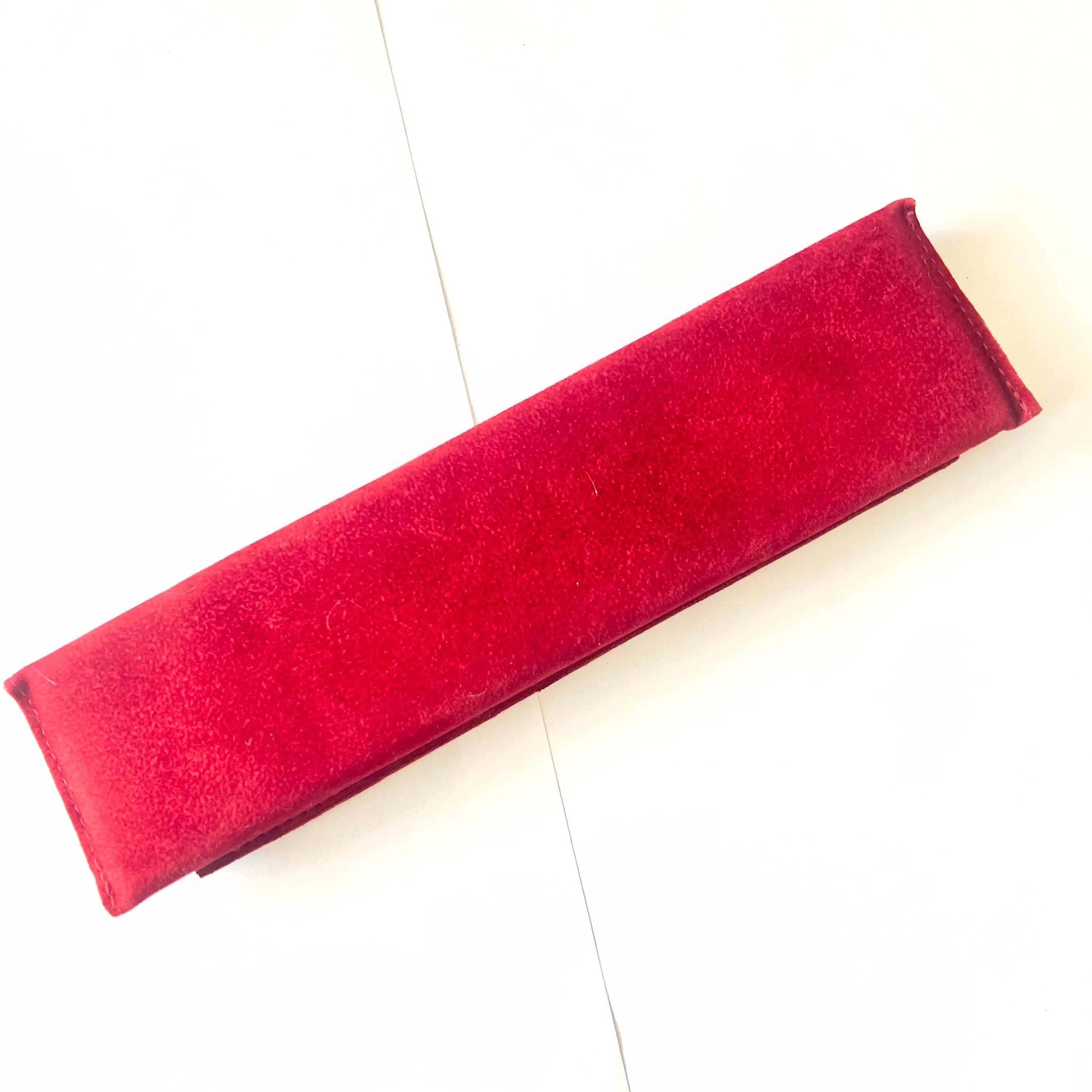 CARTIER Red Faux Suede Pouch 8.5x2.25x0.25 inches