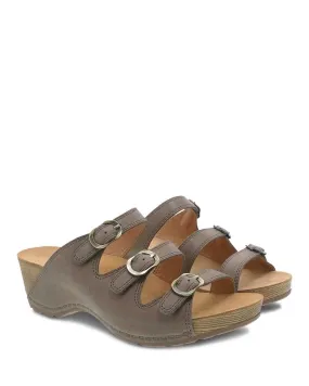 Dansko Womens Tarin Slip On Sandal- Taupe Smooth Leather