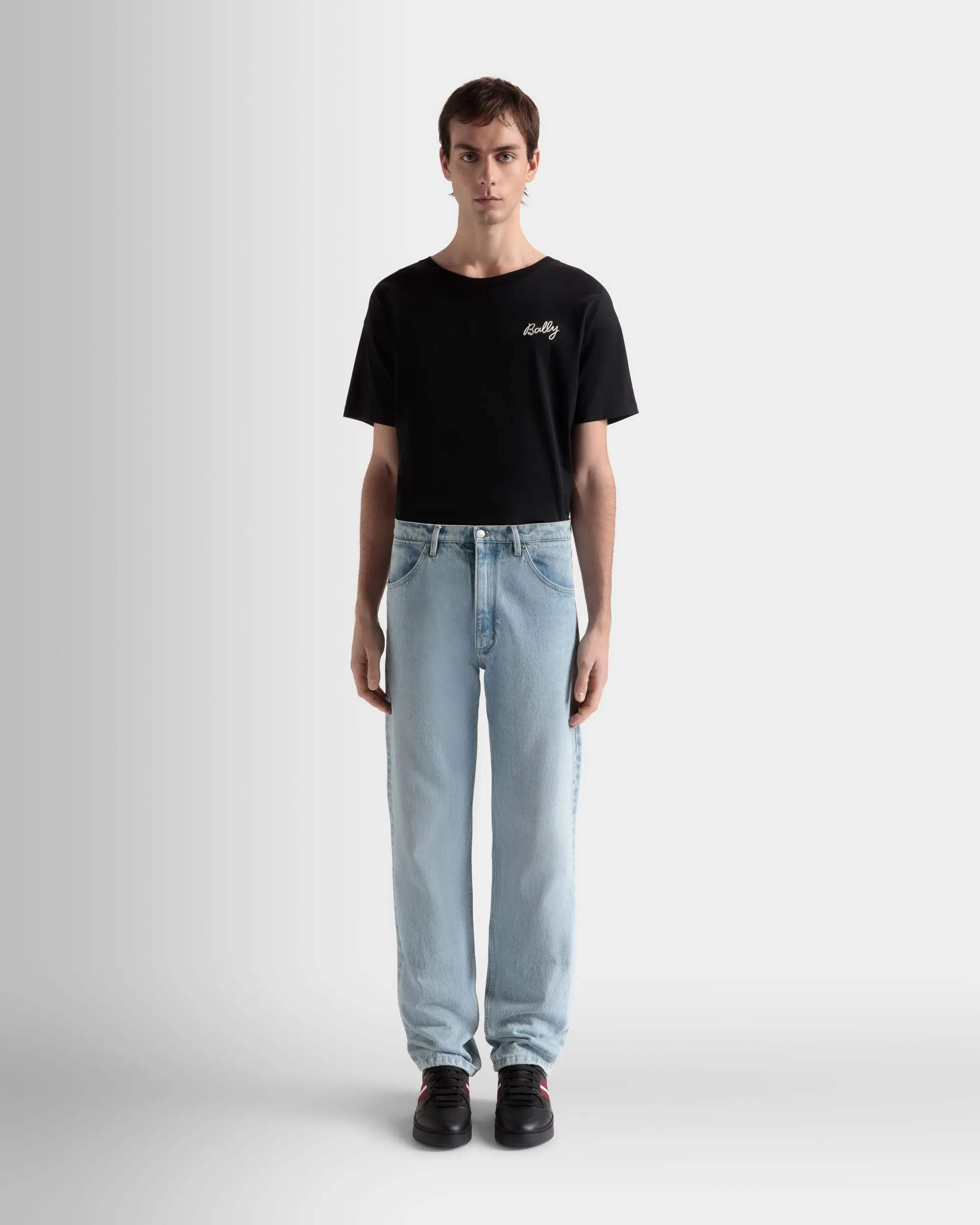 Denim Pants In Light Indigo Cotton 