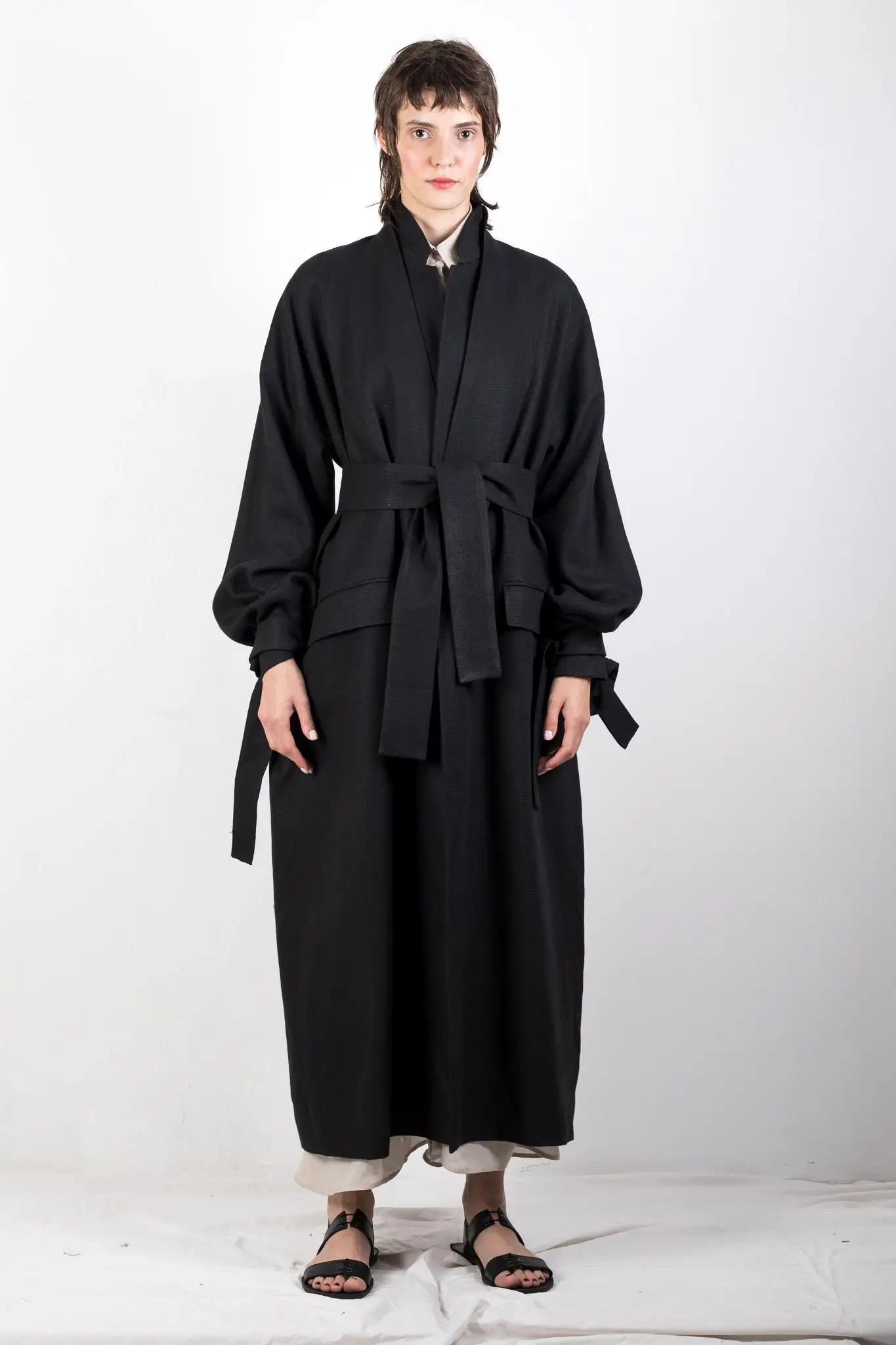 Double Collar Flax Coat