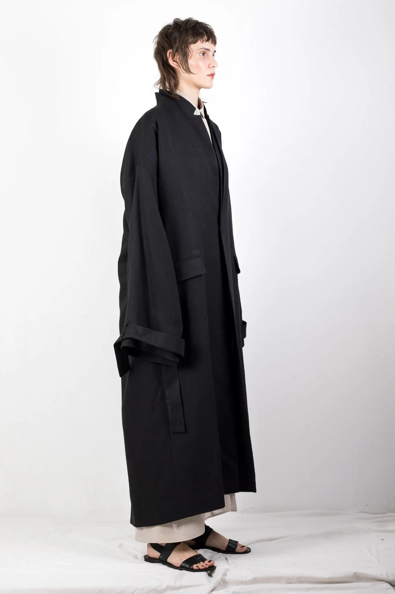 Double Collar Flax Coat