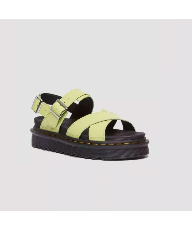 Dr Marten Voss II Distressed Patent Leather Sandals | Lime Green - 31740316