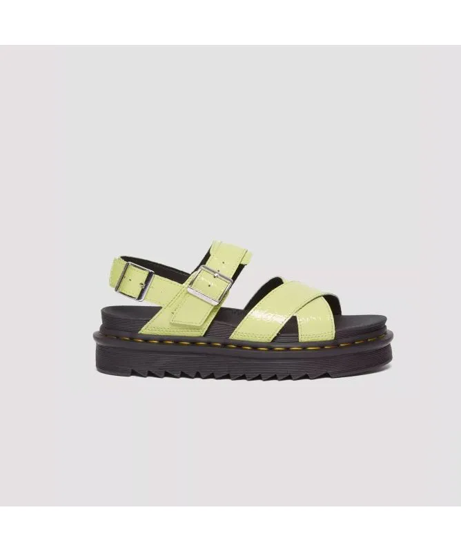 Dr Marten Voss II Distressed Patent Leather Sandals | Lime Green - 31740316