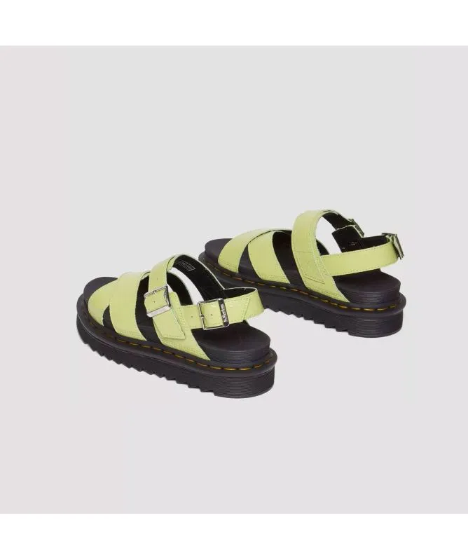 Dr Marten Voss II Distressed Patent Leather Sandals | Lime Green - 31740316