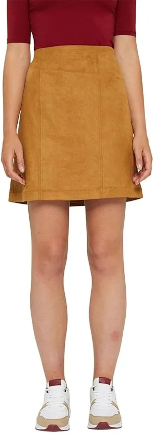 Esprit Faux Suede Skirt in Camel