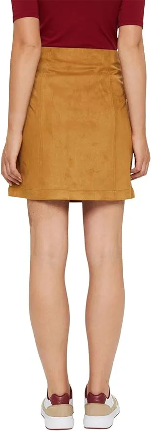 Esprit Faux Suede Skirt in Camel