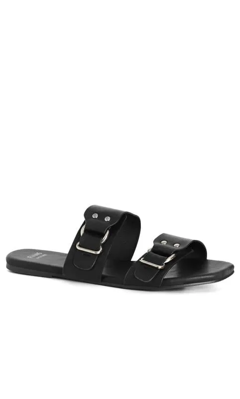 Evans Black WIDE FIT Harlo Slip On Sandal