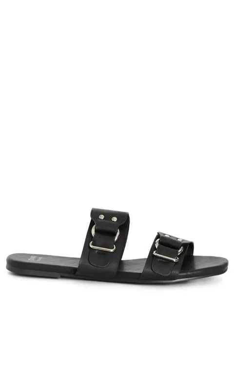 Evans Black WIDE FIT Harlo Slip On Sandal