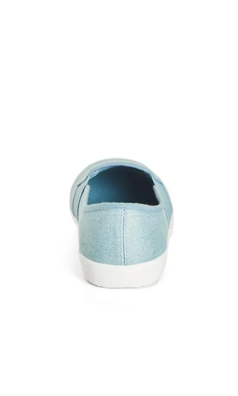 Evans WIDE FIT Blue Denim Blue Slip On Trainers