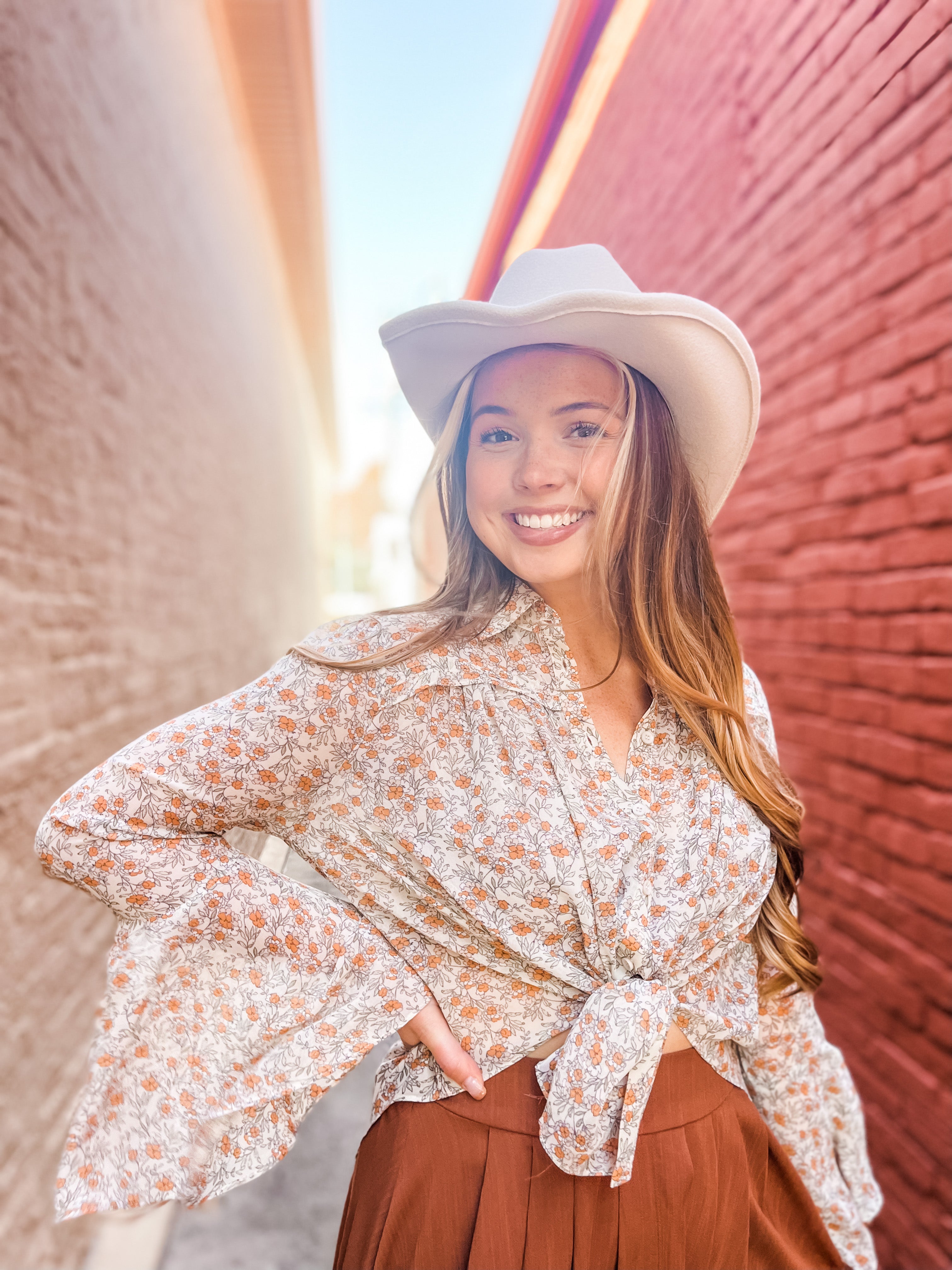 Fall Floral Semi Sheer Blouse