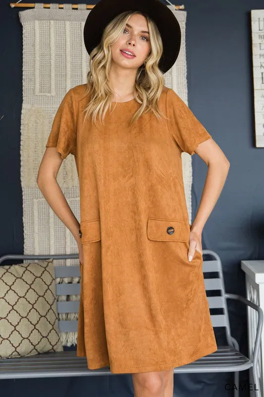 Faux Suede Shift Dress