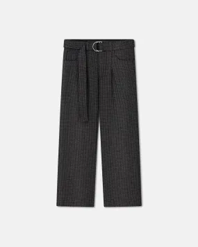 Ferre - Sale Houndstooth Wool Pants - Grey Black Houndstooth