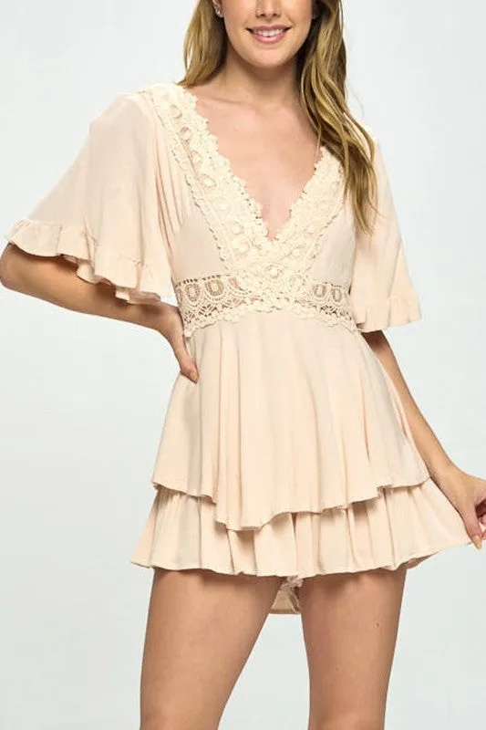 Flutter Sleeved Short Romper