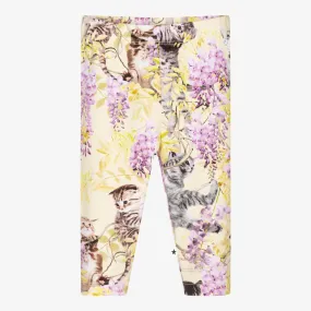 Girls Yellow Kitten Leggings