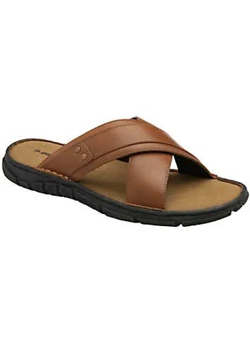 Hari Crossover Tan Leather Sandals by Dunlop | Look Again