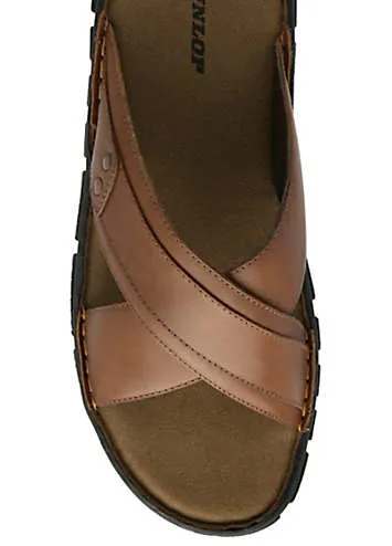 Hari Crossover Tan Leather Sandals by Dunlop | Look Again