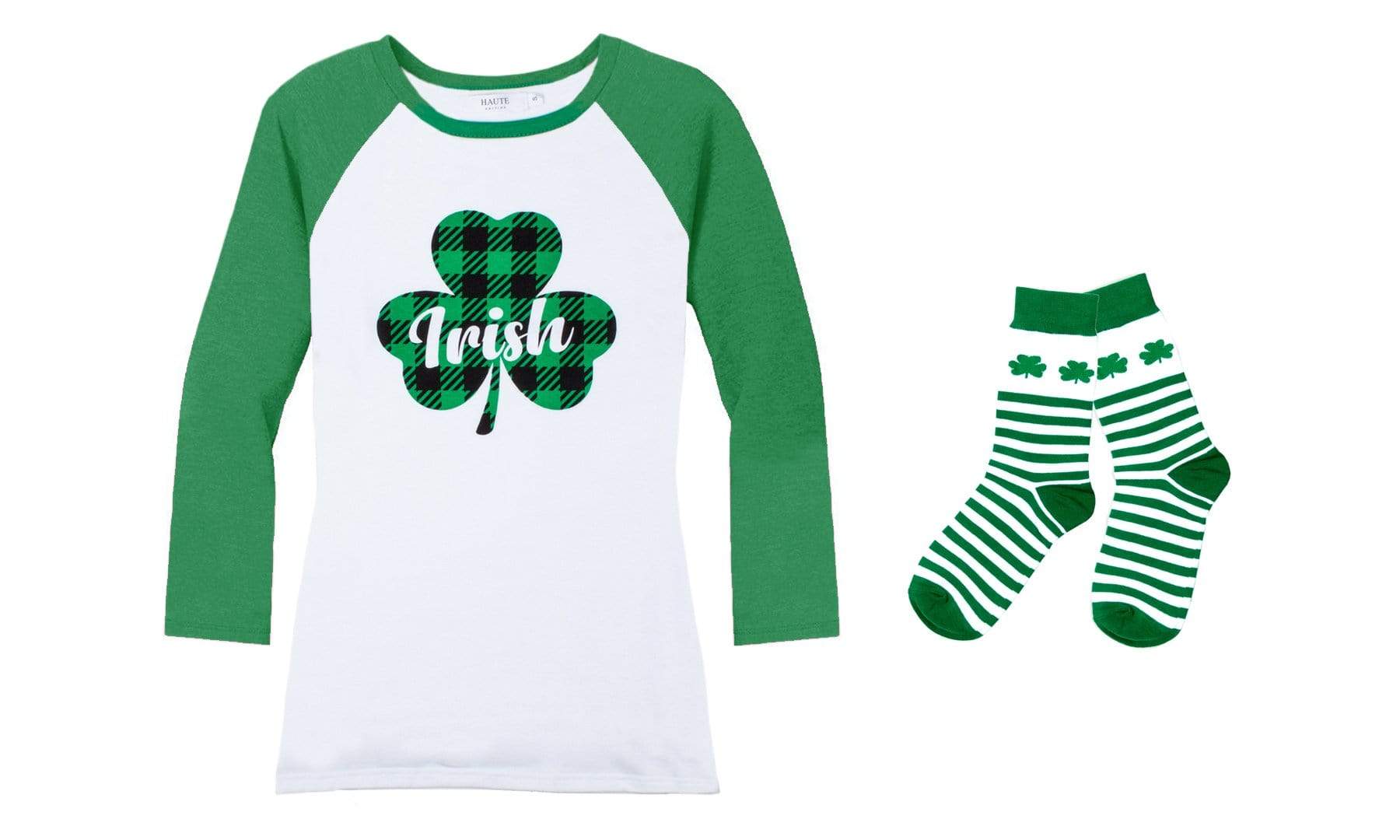 Haute Edition Women's St. Patrick's Day Tops With Matching Socks