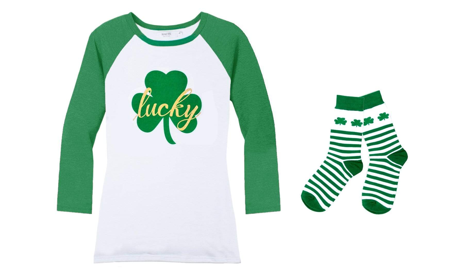 Haute Edition Women's St. Patrick's Day Tops With Matching Socks