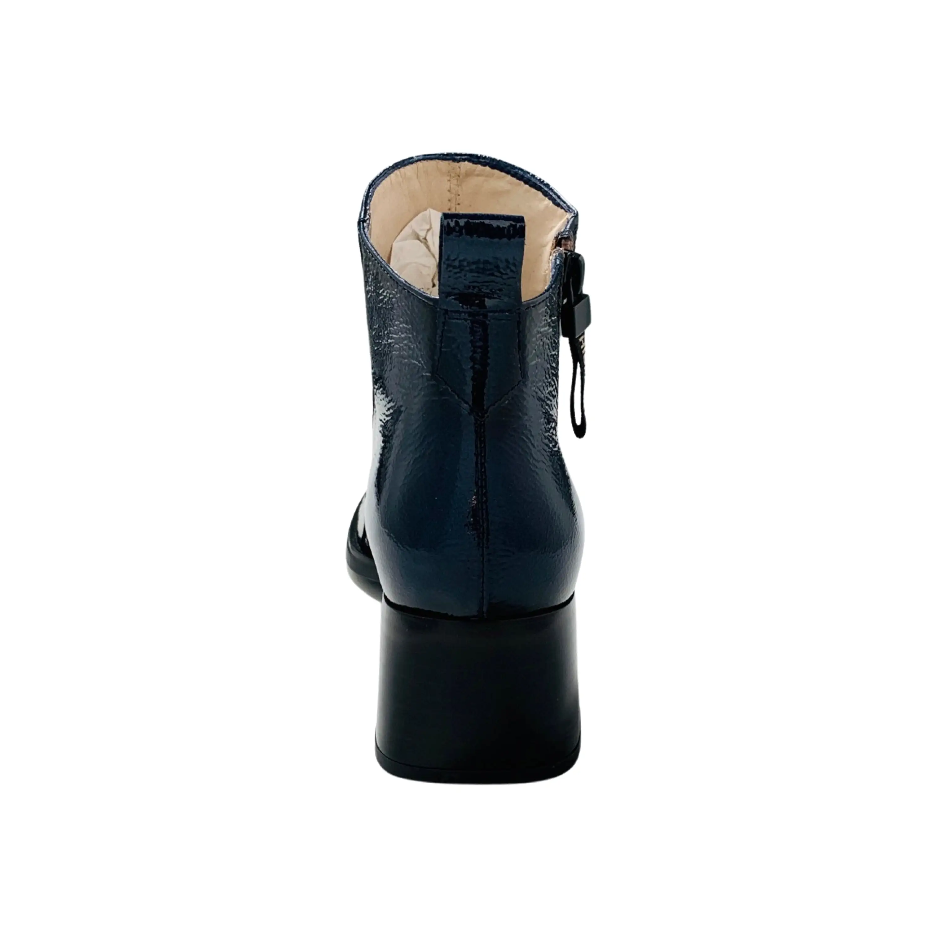 HI222345 Navy Patent Low Heel Bootie