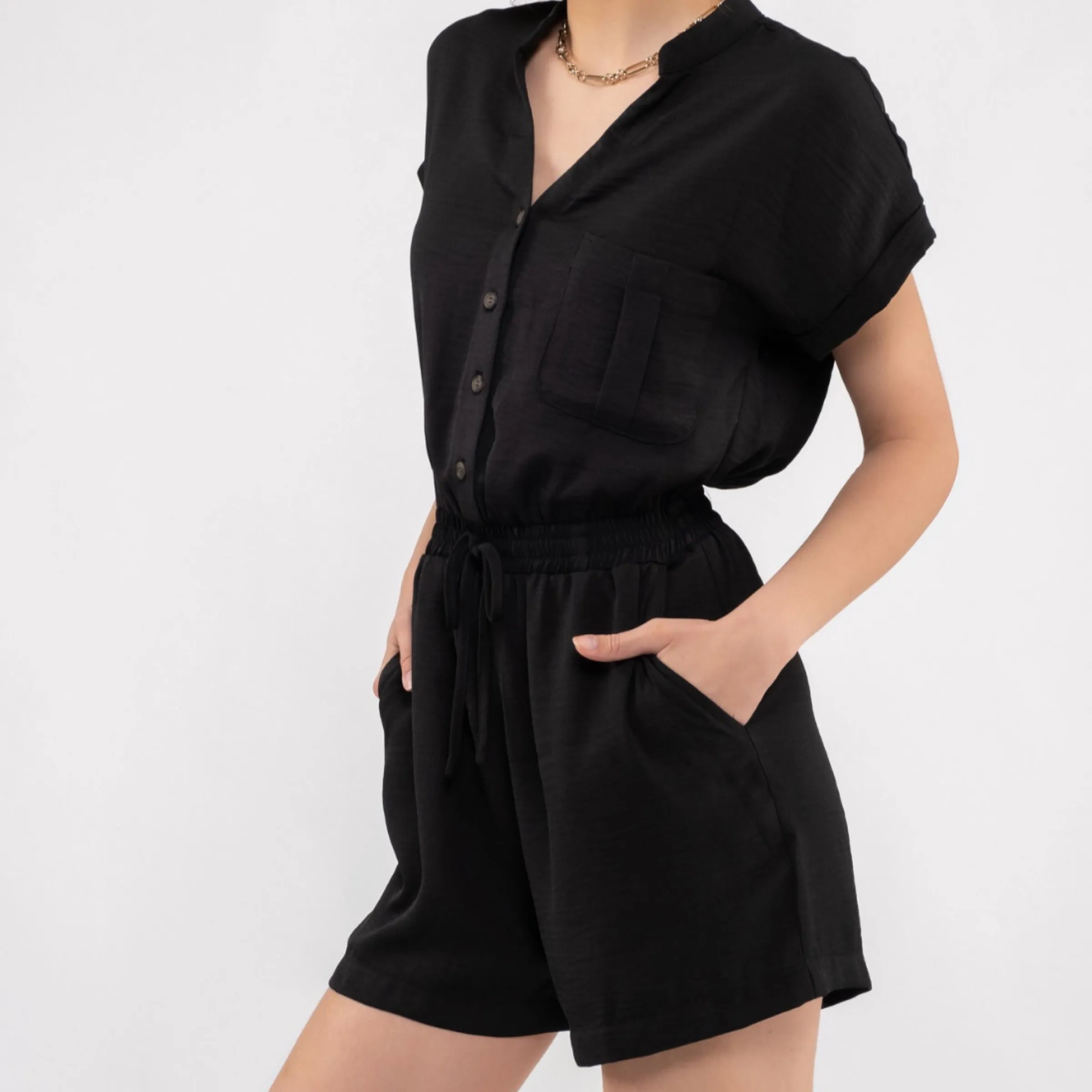 Instant Confidence Short Sleeve Romper Black