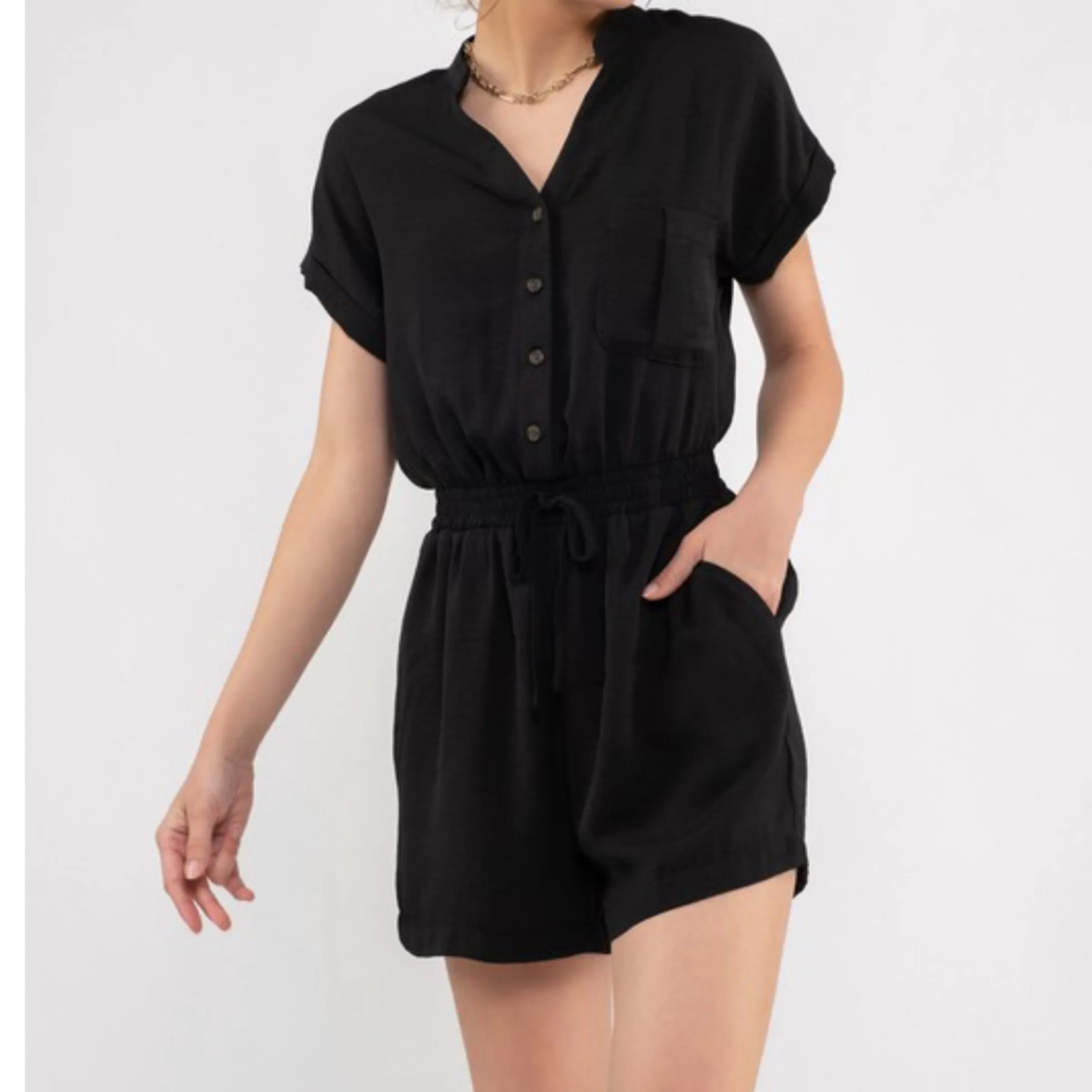 Instant Confidence Short Sleeve Romper Black